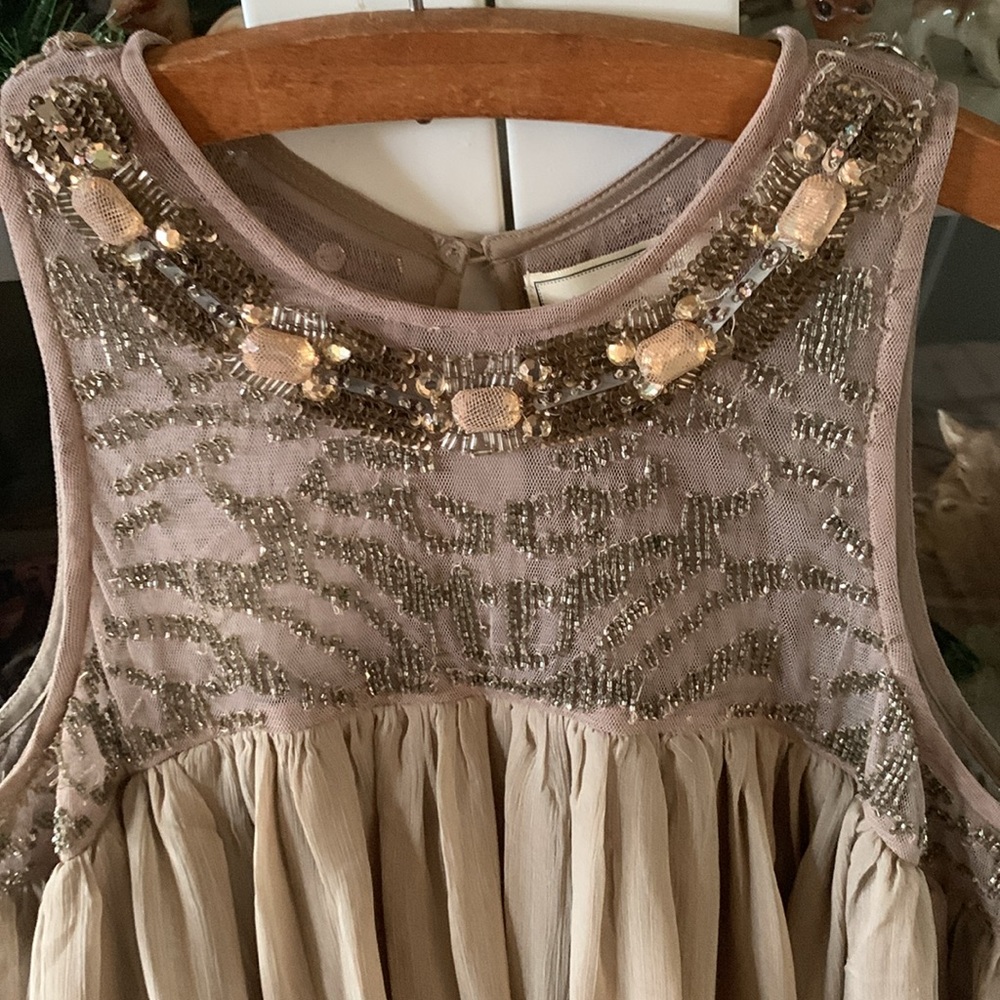 Moulinette Soeurs sz 4 Anthropologie dress beaded neckline - Picture 3 of 12